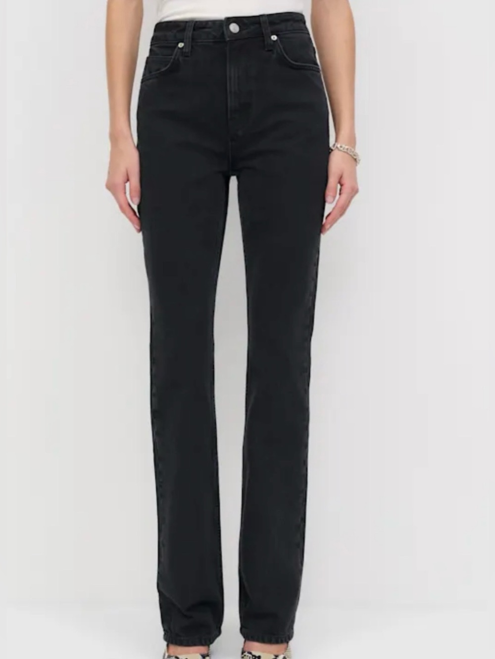 Reformation Black High-Rise Straight split hem Jeans size 23